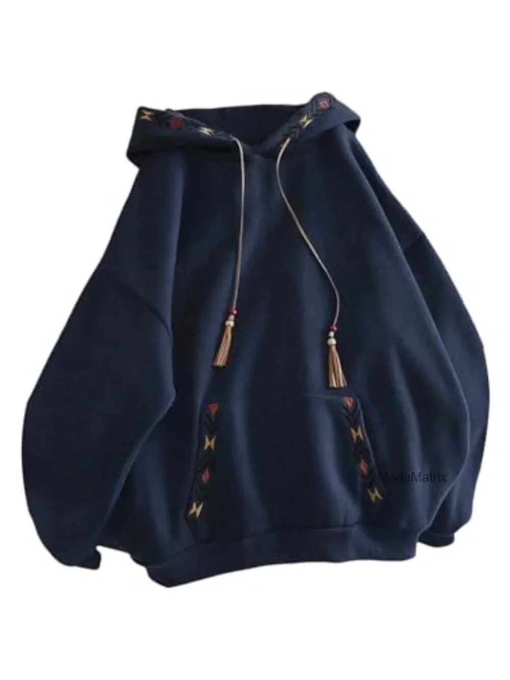 Boho Oversized Hoodie Floral Graphic Hooded Sweatshirt Vintage Embroidery